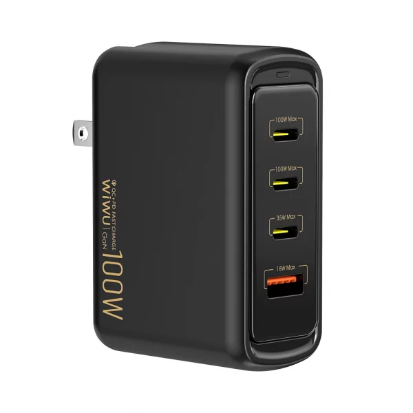 WiWU Chargeur Rapide GaN Warriors 100W QC+PD (UK) - Noir