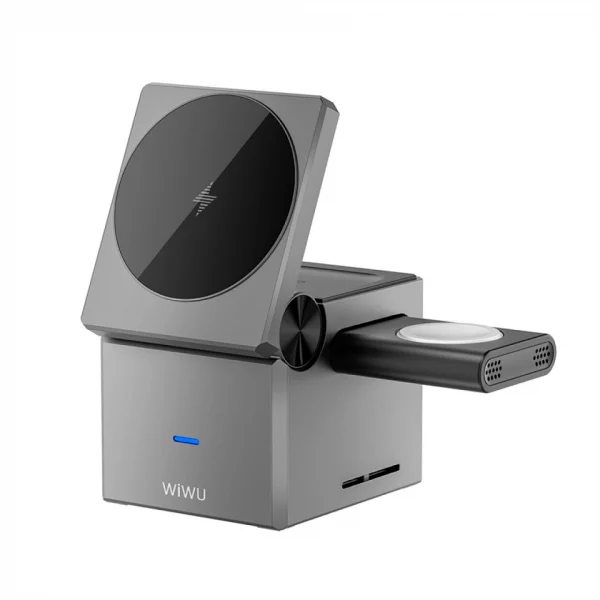 WiWU Chargeur Sans Fil Petit Carré 3 en 1 - Gris