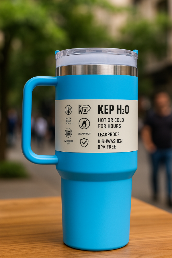 🧊 Mug Isotherme avec Poignée – Style Stanley