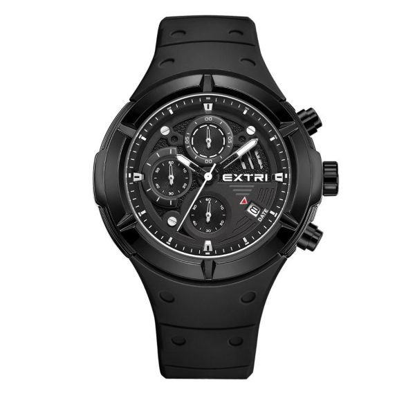 Montre Homme Sport Chronographe – Bracelet Silicone Vert